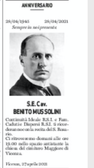 necrologio Mussolini Giornale di Vicenza