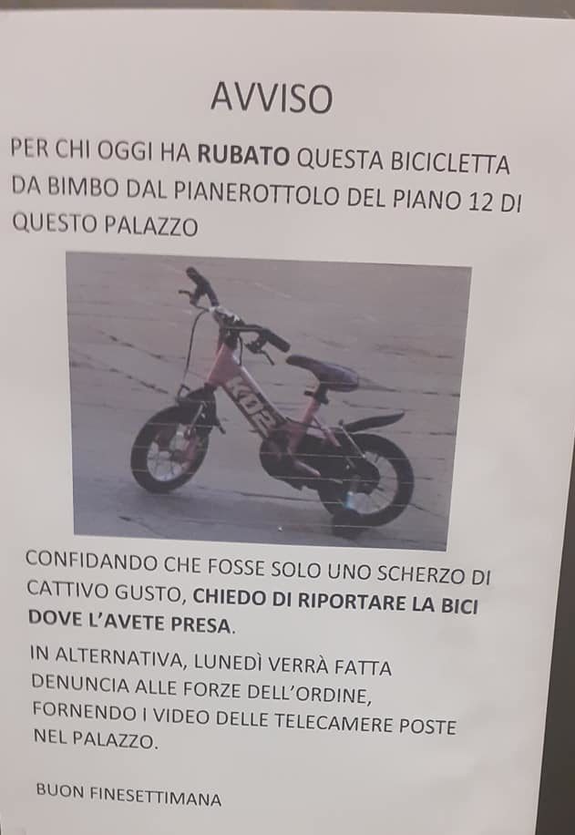 bici rubata viale Milano