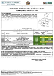 Criticità idrogeologica in Veneto per il 24 maggio 2021