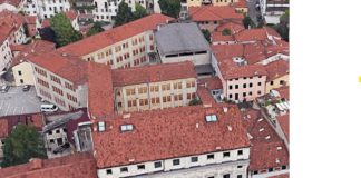 La Vicenza degli orrori: palazzo Cordellina e l’ex media Giuriolo, un accoppiamento senza rispetto Il complesso della ex-scuola media Giuriolo alle spalle di Palazzo Cordellina (da Google Earth)