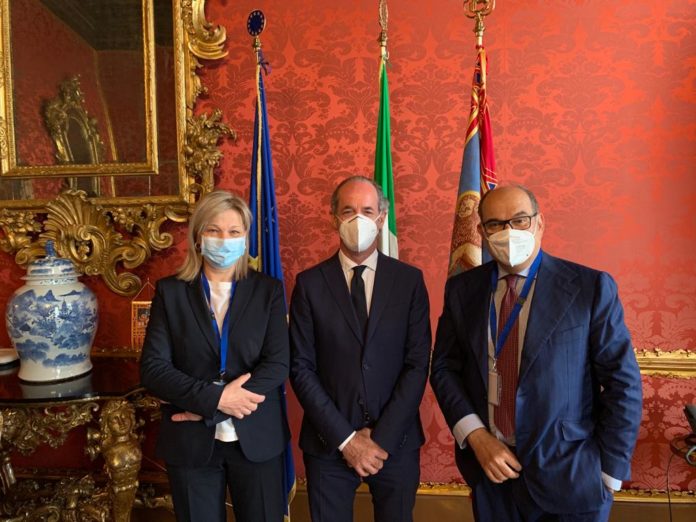 Luca Zaia, Enrico Carraro e Laura Dalla Vecchia, presidende Confindustria Vicenza