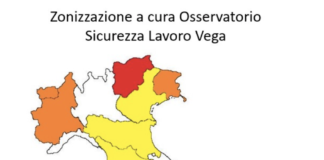 Morti sul lavoro per Covid, Veneto in fascia gialla sicurezza secondo osservatorio Vega Engineering Italia zone di rischio sicurezza sul lavoro