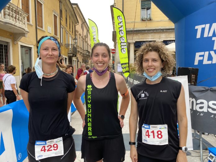 Podio Half Marathon Femminile della Trans d'Havet con al centro la vincitrice vicentina Alice Casali