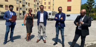 Vicenza ottiene quasi 30 milioni di euro di finanziamento statale per riqualificare alloggi popolari e spazi per la cittadinanza Da sinistra: Fichera, Albiero, Rucco, Celebron, Ierardi