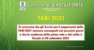 Comunicazione pagamento TARI 2021 a Castelforte