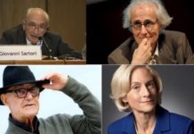 Esportare la democrazia… e il fondamentalismo. “Filosofia in Agorà”. Confronto tra Sartori, Canfora, Nussbaum e lo scomparso Jean-Luc Nancy Giovanni Sartori, Luciano Canfora, Jean-Luc Nancy, Martha Nussbaum