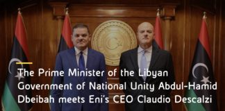 Il Primo Ministro del Governo di Unità Nazionale libico Abdul-Hamid Dbeibah incontra l’AD di Eni Claudio Descalzi