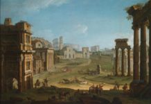 Fondazione Sorgente Group: un dipinto dello scenografo Joli sul Foro Romano, nuovo “Capolavoro” raccontato da Claudio Strinati Antonio Joli - Veduta di campo vaccino a Roma - 1740 circa