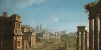 Fondazione Sorgente Group: un dipinto dello scenografo Joli sul Foro Romano, nuovo “Capolavoro” raccontato da Claudio Strinati Antonio Joli - Veduta di campo vaccino a Roma - 1740 circa