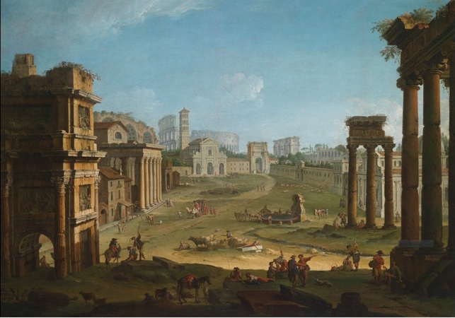 Antonio Joli - Veduta di campo vaccino a Roma - 1740 circa
