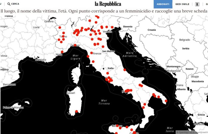 Femminicidi mappa repubblica