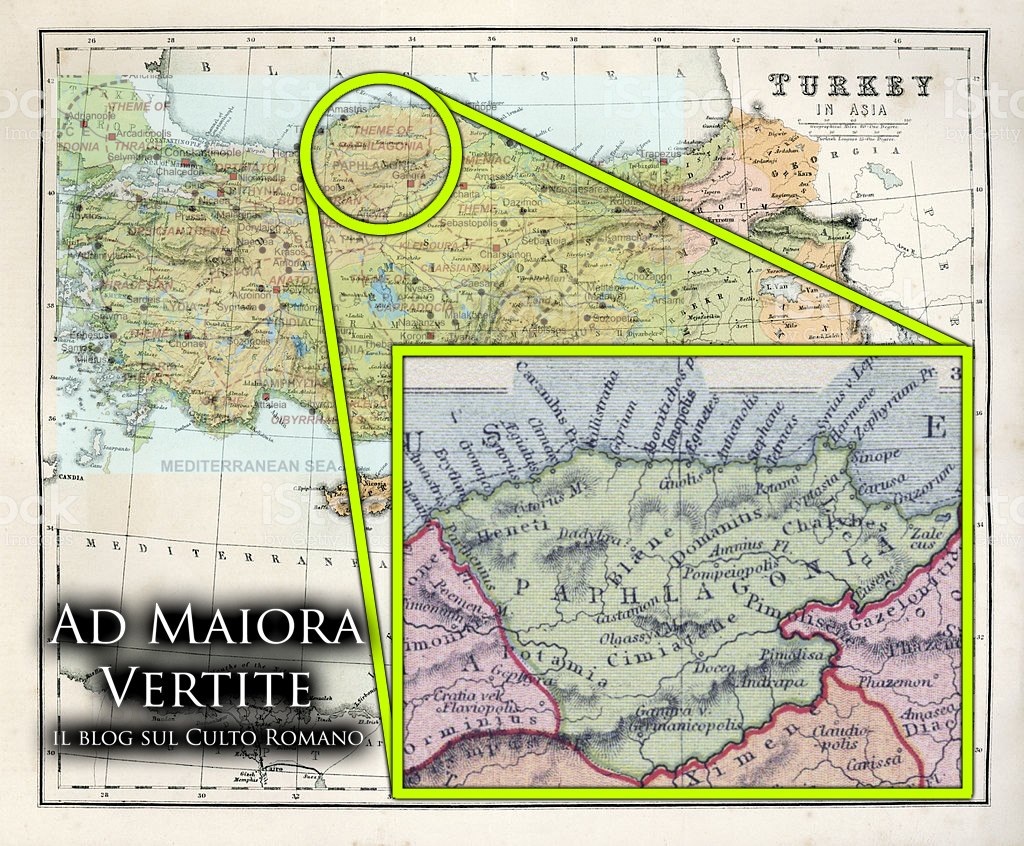 La Paflagonia, una regione posta sulla costa del Mar Nero nell’Anatolia centrale, e più precisamente tra i fiumi Partenio e Halys (odierno Kizilirmak) - immagine da https://www.facebook.com/AdMaioraVertite