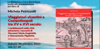 “Viaggiatori vicentini a Costantinopoli”, ass. Simona Siotto: sabato 30 si presenta il volume di Petrizzelli “Viaggiatori vicentini a Costantinopoli” di Petrizzel