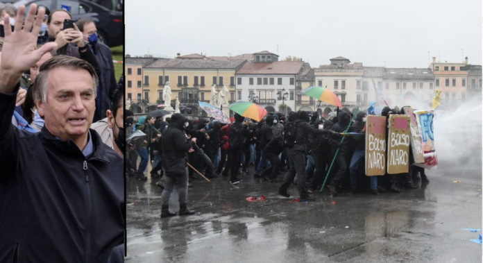 Bolsonaro ad Anguillara Veneta, tra proteste e sostenitori brasiliani (Immagini de Il Gazzettino)