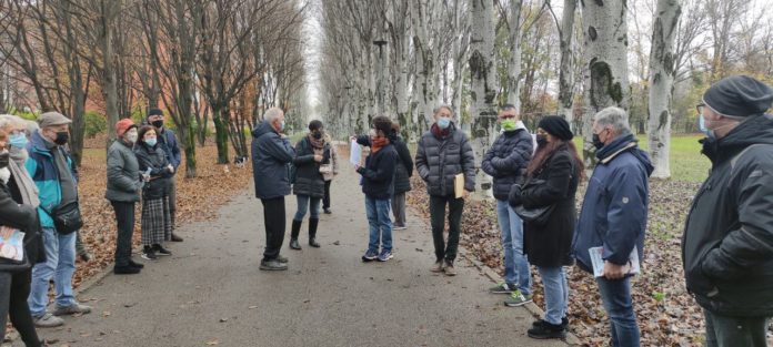 Comitato Pomari, Legambiente Vicenza, Civiltà del Verde e Circolo Noi S.Lazzaro alla conferenza stampa del 27-11-2021