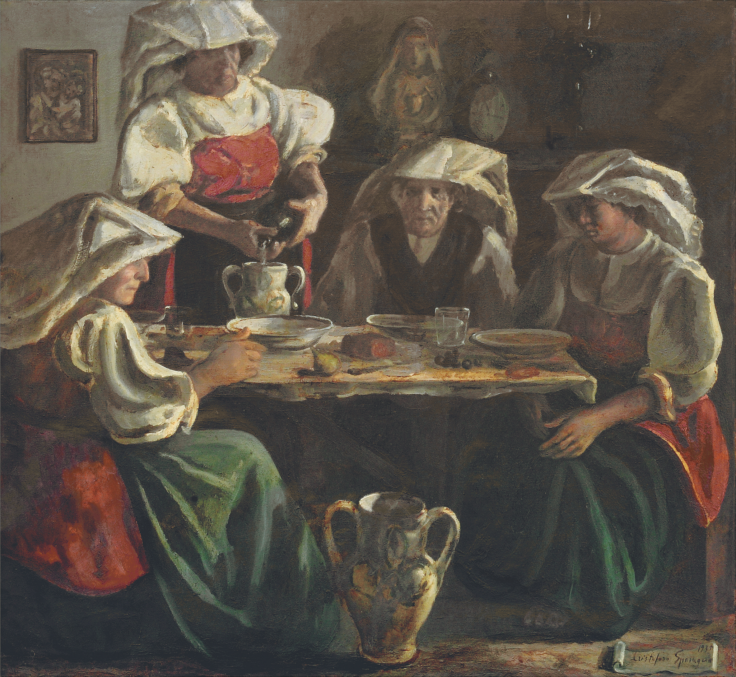 Le pacchiane a tavola di Cristoforo Sparagna - 1935 Olio su tela
