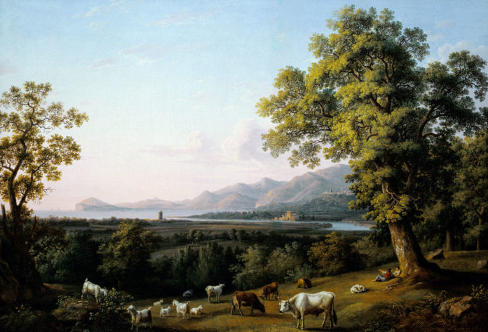 La Turris Gareliani e la Turris Ad Mare in un dipinto di Jacob Philipp Hackert.