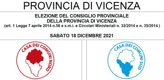 elezioni consiglio provinciale Vicenza simboli liste 18.12.21