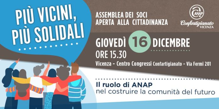 ANAP: giovedì 16 Assemblea Pensionati Artigiani aperta a cittadinanza