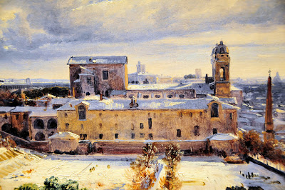Roma innevata: Andre Giroux - Santa Trinita dei Monti in the Snow, 1828