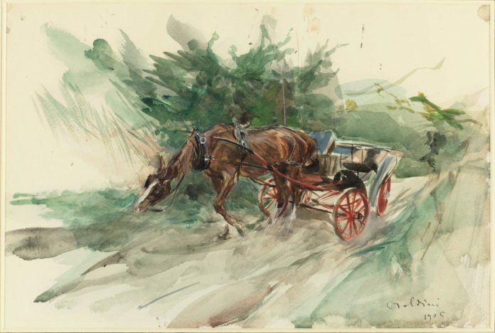 Capolavori, Fondazione Sorgente Group: Calesse trainato da un cavallo - Giovanni Boldini 1905