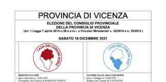 Elezioni provincia Vicenza 18 dicembre: si vota dalle 8 alle 20, a seguire scrutinio e proclamazione degli eletti Manifesto Elettorale provincia di Vicenza