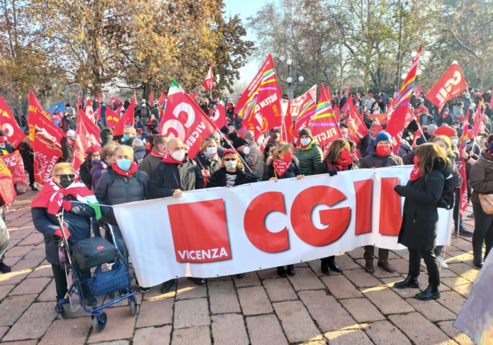 Sciopero generale del 16 dicembre 2021: la nutrita partecipazione della Cgil di Vicenza