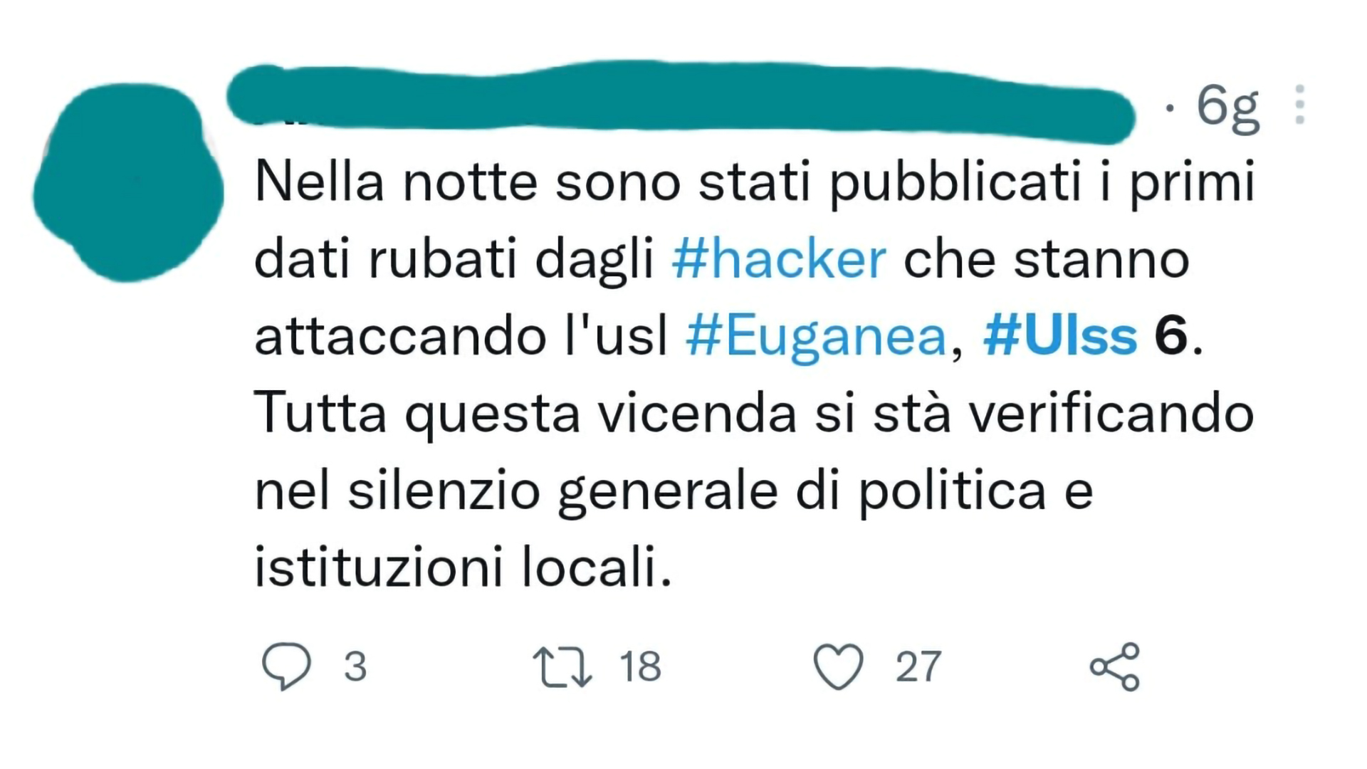 Attacco hacker, tweet 1