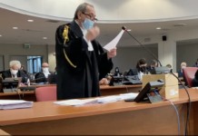 Appelli processo BPVi, prof. Rodolfo Bettiol analizza ricorso Emanuele Giustini dopo quello difesa Zonin e pm contro assoluzione Pellegrini Emanuele Giustini, sulla sinsitra, mentre ascolta le arringhe difensive dell'avv. prof. Oreste Dominioni e dell'avv. Concetta Miucci