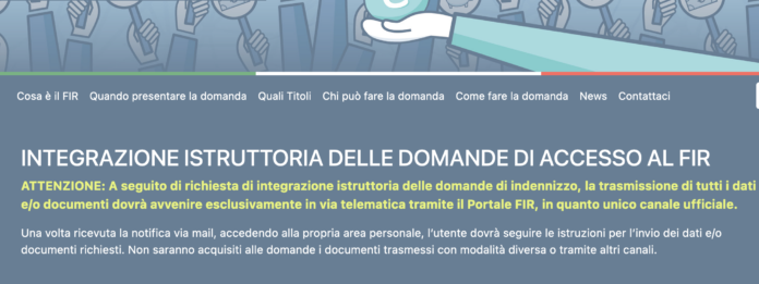 Fir, integrazione e riapertura istruttoria delle domande di accesso