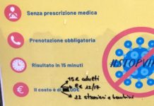 Covid, in una farmacia di Vicenza spunta cartello con prezzi tamponi: “italiani 15 euro, stranieri 22” tamponi covid vicenza stranieri