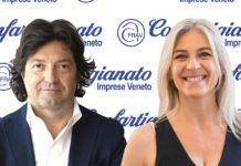 8 marzo 2022, Boschetto: raggiungere obiettivi UE su % occupazione donne e assistenza infanzia. Barbon: “Donne che lavorano baluardo contro guerra” Donne Impresa, Barbara Barbon con Roberto Boschetto (Confartigianato Imprese Veneto)