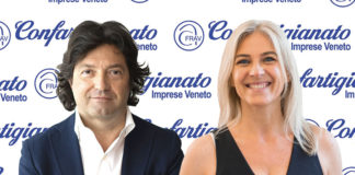 8 marzo 2022, Boschetto: raggiungere obiettivi UE su % occupazione donne e assistenza infanzia. Barbon: “Donne che lavorano baluardo contro guerra” Donne Impresa, Barbara Barbon con Roberto Boschetto (Confartigianato Imprese Veneto)