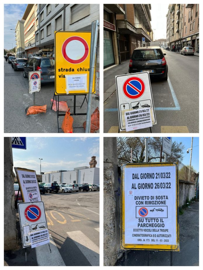 Quadrilatero in viale Torino e via Firenze: Parcheggi proibiti