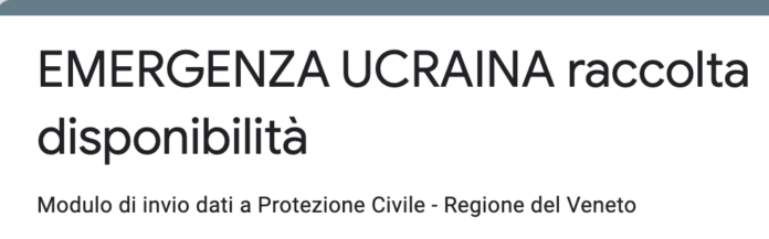 Ucraina, modulo per offerta aiuti dai veneti