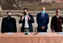 Santuario di Monte Berico a Vicenza. Don Faccioli, Rucco, Giovine e Casarotto: verso il Giubileo della rinascita del 2026 Giubileo Santuario di Monte Berico a Vicenza: da sx Don Faccioli, Rucco, Giovine e Casarotto
