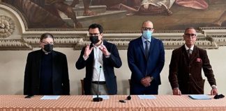 Santuario di Monte Berico a Vicenza. Don Faccioli, Rucco, Giovine e Casarotto: verso il Giubileo della rinascita del 2026 Giubileo Santuario di Monte Berico a Vicenza: da sx Don Faccioli, Rucco, Giovine e Casarotto