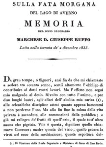 Le memorie del Marchese Ruffo sul Lago d'Averno e sulla Fata Morgana.