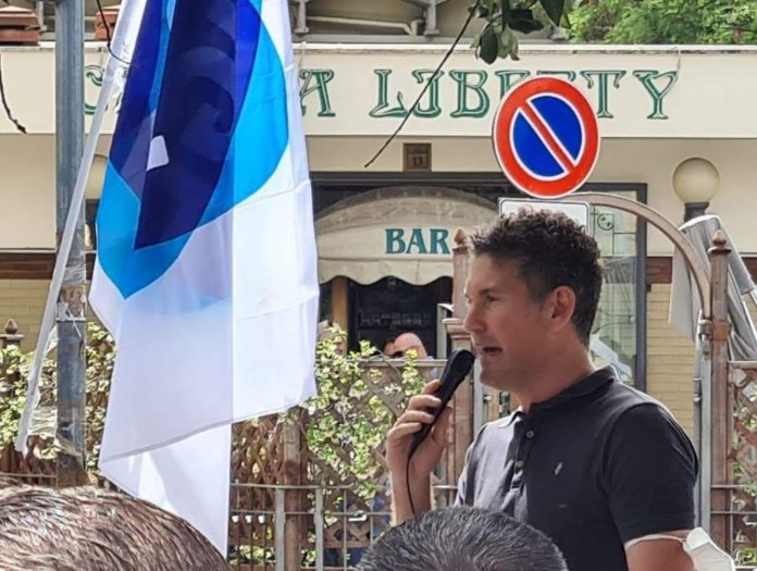 Gianluca Giuliano segretario nazionale Ugl, durante la Giornata Mondiale per la Sicurezza e la Salute sul Lavoro