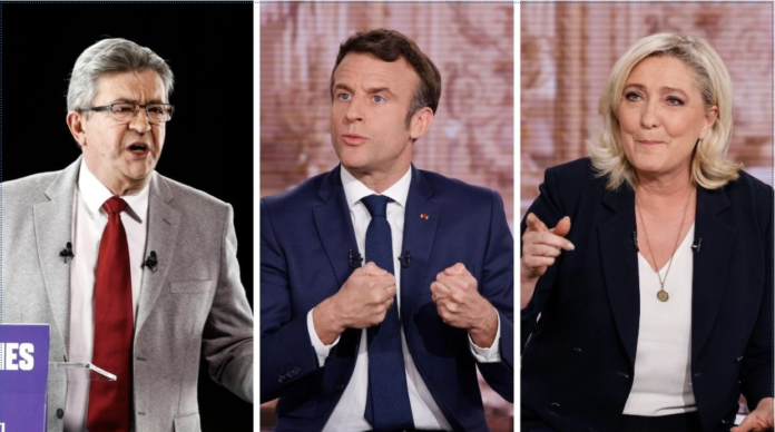 Melenchon, Macron e Le Pen