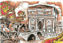 14 maggio 1509, la battaglia di Agnadello fra la Serenissima con anche 1000 vicentini e la Lega di Cambrai con quasi tutta l’Europa "La Lega di Cambrai e la Serenissima" di E. Beggiato, l'autrice dell'immagine è Martina Tauro in arte La poiana