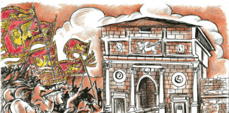 14 maggio 1509, la battaglia di Agnadello fra la Serenissima con anche 1000 vicentini e la Lega di Cambrai con quasi tutta l’Europa "La Lega di Cambrai e la Serenissima" di E. Beggiato, l'autrice dell'immagine è Martina Tauro in arte La poiana