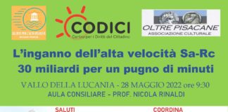 Codici Campania: tavola rotonda “L’inganno dell’alta velocità Sa-Rc, 30 miliardi per un pugno di minuti”