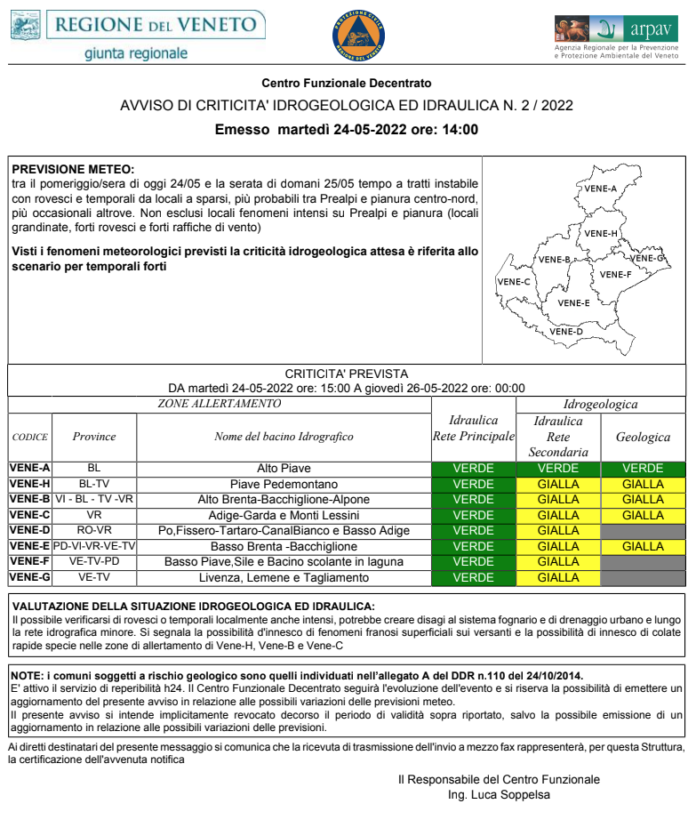 meteo veneto oggi