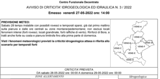 Meteo Veneto, allerta gialla sul territorio regionale per sabato 28 maggio meteo veneto