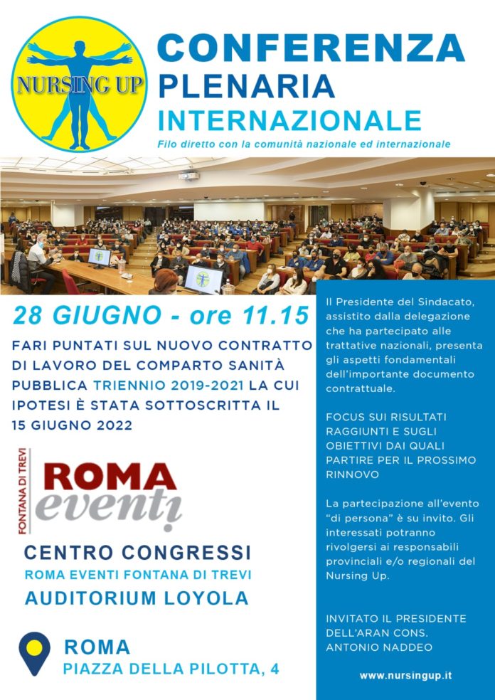 Nursing Up (Antonio De Palma): Conferenza Plenaria Internazionale il 28 giugno s