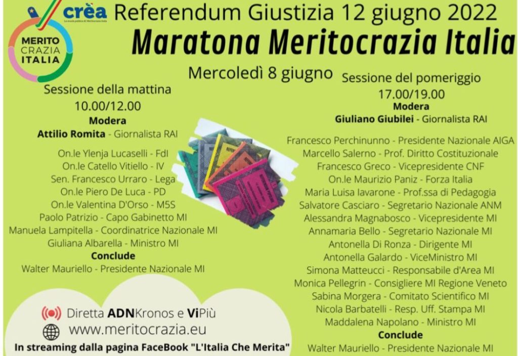 Maratona su Referendum sulla Giustizia di Meritocrazia Italia
