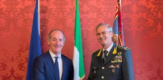 Regione Veneto, il Presidente Zaia ha incontrato il nuovo Comandante Gfd Lopez Luca Zaia e Carmine Lopez