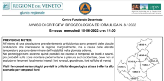 Meteo Veneto, oggi possibili rovesci e temporali anche forti. Dichiarata fase di attenzione su cinque bacini idrografici della regione meteo veneto oggi