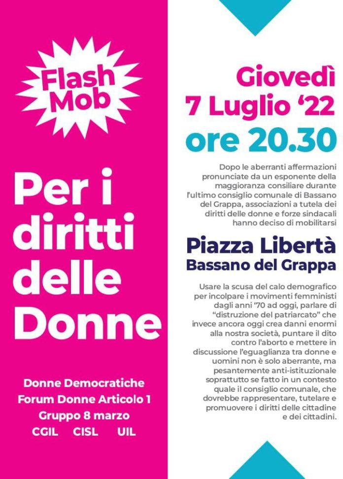 Diritti delle donne, flash mob a Bassano del Grappa
